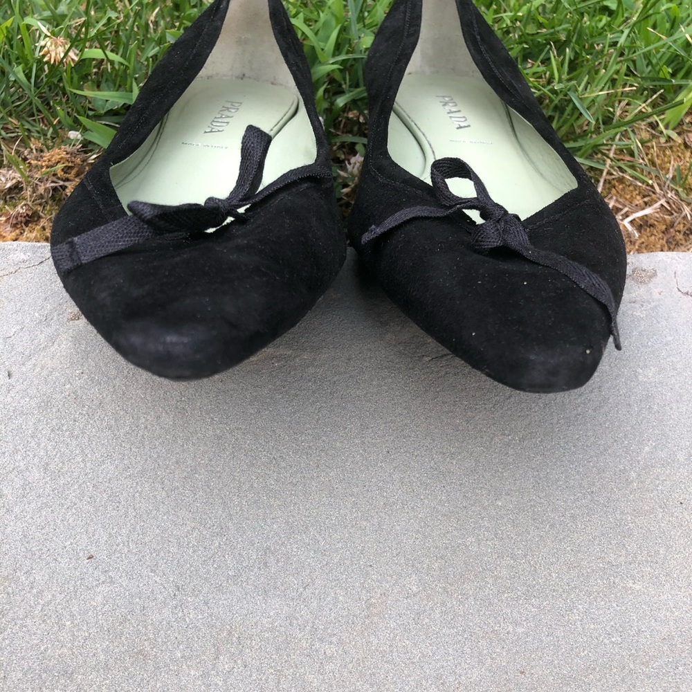 Prada Black Suede Flats 37.5 - Picture 9 of 11